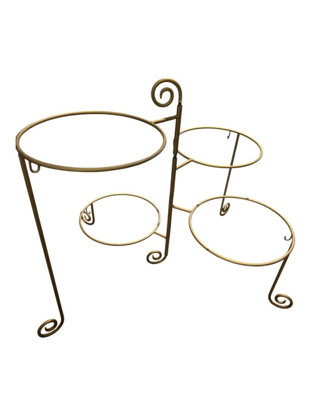 Vintage MCM Moveable Gold Metal 4 Stack Tier Plate Serving Stand Plant Holder - Picture 2 of 9